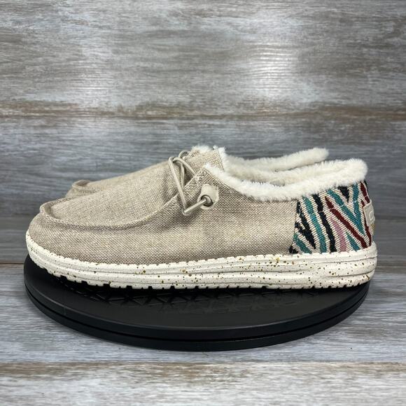 Hey Dude Women's Wendy Funk Wool Beige Slip On Loafer Shoes Size 8 - Picture 1 of 9